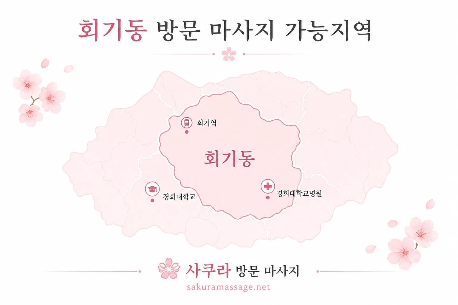 회기동 출장 마사지 가능지역 지도